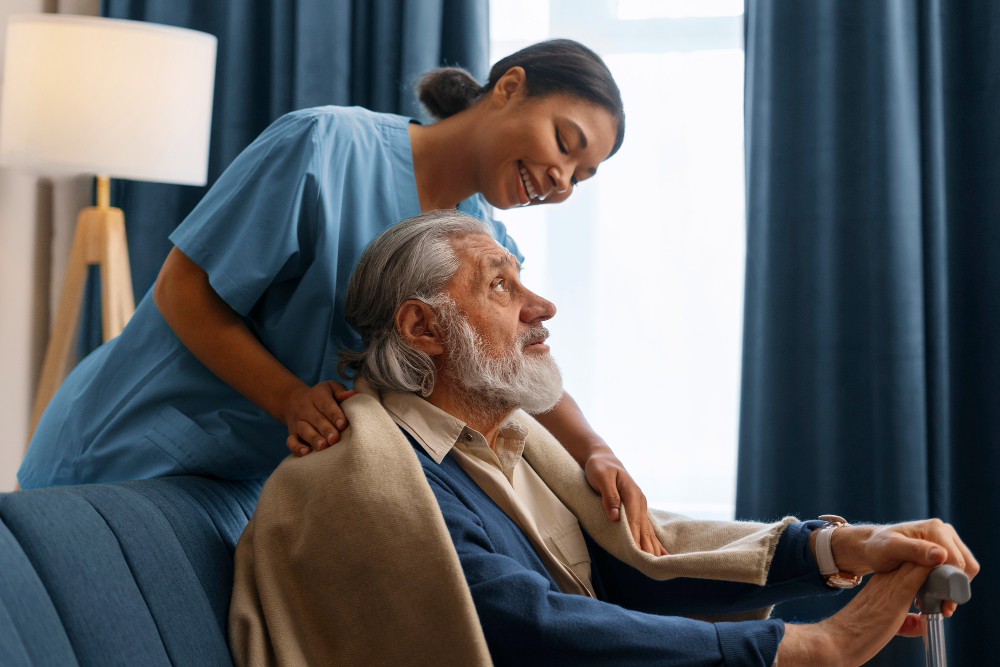 elderly care woman and man